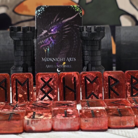 The Vein Weaver Elder Futhark Rune Set With Black Draw String Bag