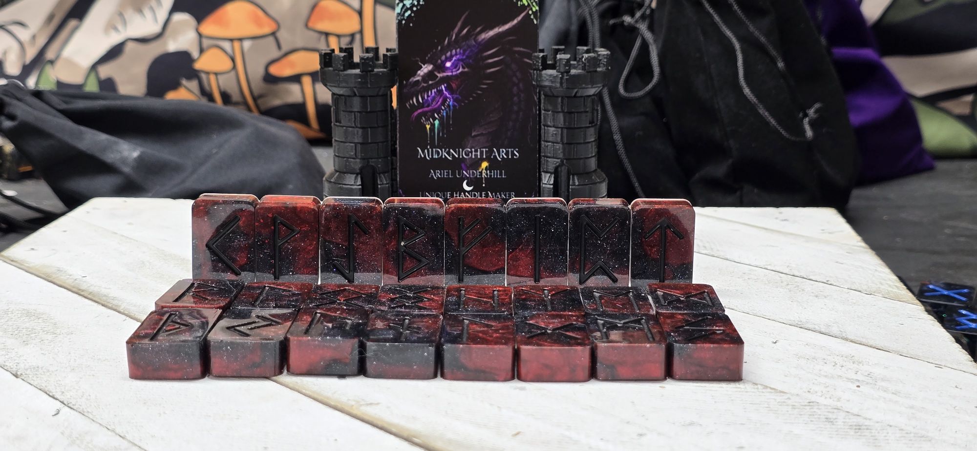 Black Widow Marble Elder Futhark Rune Set
